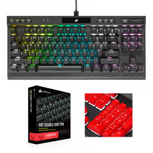 CORSAIR K70 RGB TKL CHAMPION+PBT Double-shot Keycaps Pro (적축, 레드)