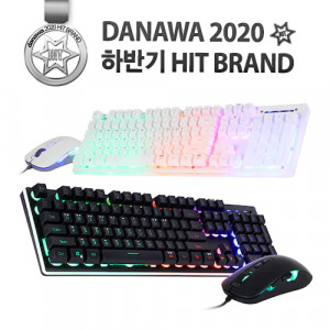 앱코 HACKER KM400 키보드 마우스 콤보 레인보우 LED 게이밍