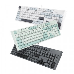 지클릭커 슈퍼히어로 브이옵틱 V104 LED 기계식 PBT  문스톤그레이